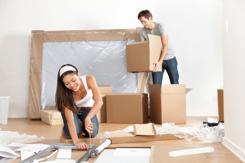 Removal team helping with house removals in Fulham outside a residential property