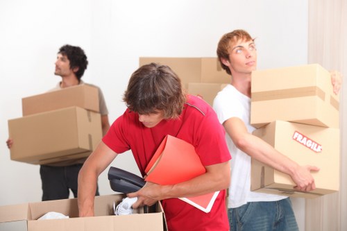 Office relocation with a moving truck in West London