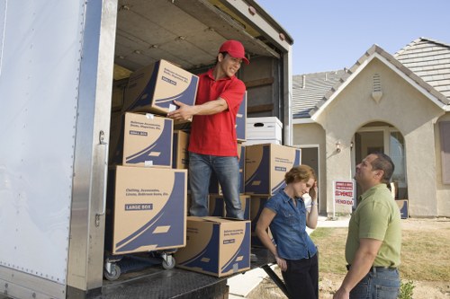 Local removal van loading boxes during a Fulham house removal